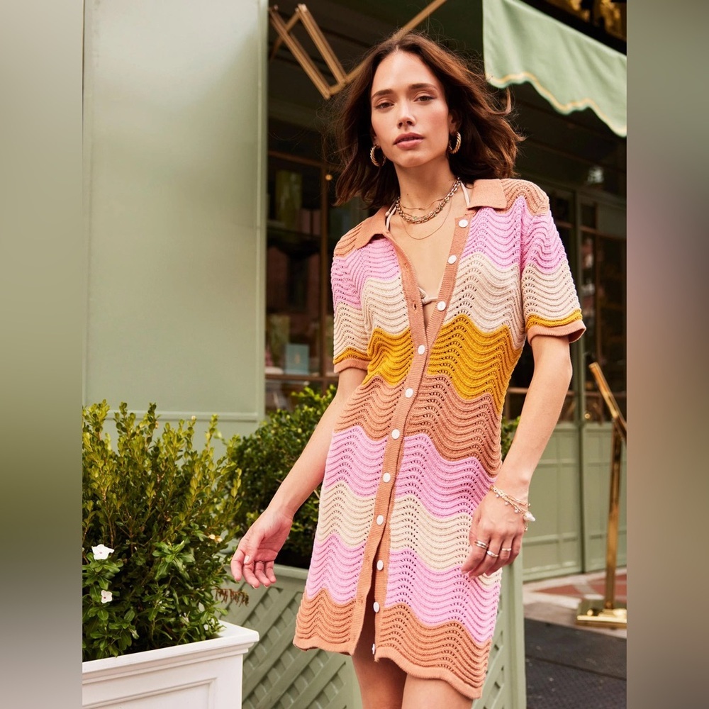 Heartloom Colorful Knit Button-Up Dress Cover up size XS